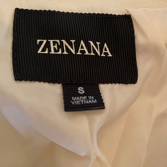 Faux Leather Bomber (color: bone) - Picture 5 of 7